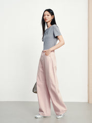 Women's Casual Pink Wide-Leg Jeans