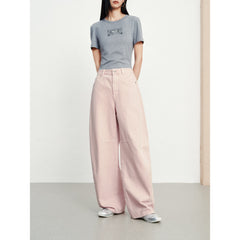 Women's Casual Pink Wide-Leg Jeans