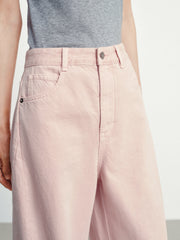 Women's Casual Pink Wide-Leg Jeans