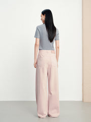 Women's Casual Pink Wide-Leg Jeans