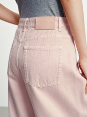 Women's Casual Pink Wide-Leg Jeans