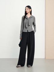 Women's Casual Knit Elastic-Waist Curved-Leg Pants