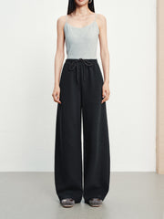 Women's Casual Knit Elastic-Waist Curved-Leg Pants