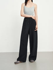 Women's Casual Knit Elastic-Waist Curved-Leg Pants