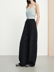 Women's Casual Knit Elastic-Waist Curved-Leg Pants