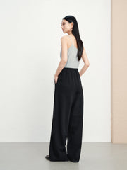 Women's Casual Knit Elastic-Waist Curved-Leg Pants