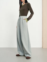 Women's Casual Knit Elastic-Waist Curved-Leg Pants