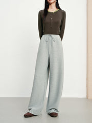 Women's Casual Knit Elastic-Waist Curved-Leg Pants