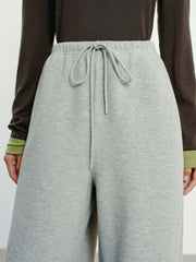 Women's Casual Knit Elastic-Waist Curved-Leg Pants