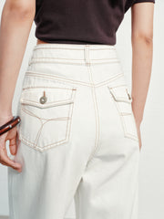 Women's Casual High-Rise Straight-Wide Leg Jeans
