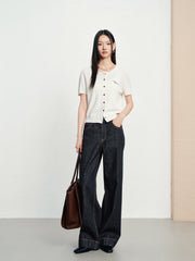 Women's Casual High-Rise Straight-Wide Leg Jeans
