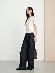 Women's Casual High-Rise Straight-Wide Leg Jeans