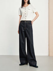 Women's Casual High-Rise Straight-Wide Leg Jeans