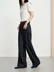 Women's Casual High-Rise Straight-Wide Leg Jeans