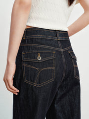 Women's Casual High-Rise Straight-Wide Leg Jeans