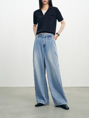 Women's Casual High-Waist Wide-Leg Lyocell Jeans