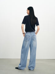Women's Casual High-Waist Wide-Leg Lyocell Jeans