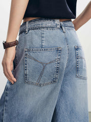 Women's Casual High-Waist Wide-Leg Lyocell Jeans