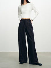 Women's Casual Flattering High-Rise Wide-Leg Jeans