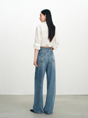 Women's Casual Sparkle Meteor Wide-Leg Jeans