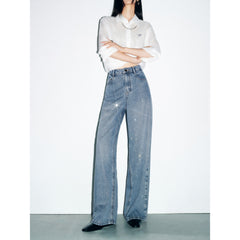Women's Casual Sparkle Meteor Wide-Leg Jeans