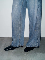 Women's Casual Sparkle Meteor Wide-Leg Jeans