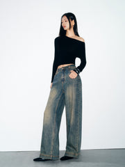 Women's Casual Sparkle Square-Crystal Jeans