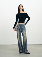 Women's Casual Sparkle Square-Crystal Jeans