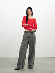 Women's Casual High-Waist Wide-Leg Lyocell Jeans