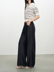 Women's Casual High-Waist Cropped Curved-Leg Jeans