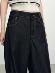 Women's Casual High-Waist Cropped Curved-Leg Jeans