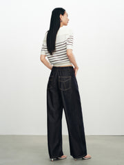 Women's Casual High-Waist Cropped Curved-Leg Jeans