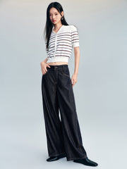 Women's Casual High-Waist Cropped Curved-Leg Jeans