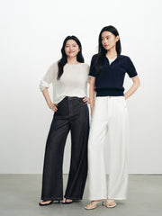 Women's Casual High-Waist Cropped Curved-Leg Jeans