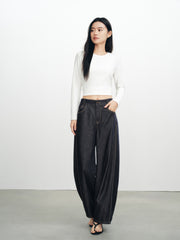 Women's Casual High-Waist Cropped Curved-Leg Jeans