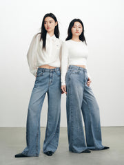 Women's Casual Sparkle Meteor Wide-Leg Jeans