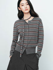 Women's Intellectual Wool-Blend Striped Knit Cardigan