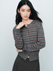 Women's Intellectual Wool-Blend Striped Knit Cardigan