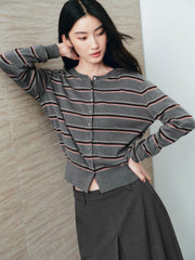 Women's Intellectual Wool-Blend Striped Knit Cardigan