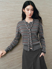 Women's Intellectual Wool-Blend Striped Knit Cardigan