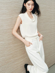 Women's French-Style Cowl-Neck Knit Tank Pullover