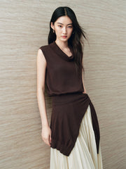 Women's French-Style Cowl-Neck Knit Tank Pullover