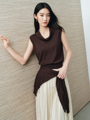 Women's French-Style Cowl-Neck Knit Tank Pullover