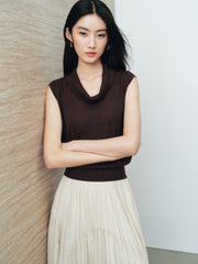 Women's French-Style Cowl-Neck Knit Tank Pullover