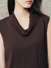 Women's French-Style Cowl-Neck Knit Tank Pullover