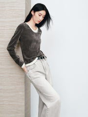 Women's Minimalist Two-in-One Color-Block  T-Shirt