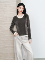 Women's Minimalist Two-in-One Color-Block  T-Shirt