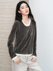 Women's Minimalist Two-in-One Color-Block  T-Shirt