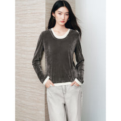 Women's Minimalist Two-in-One Color-Block  T-Shirt