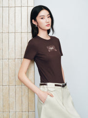 Women's Vintage Slim-Fit Cropped Tencel T-Shirt